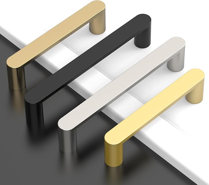 Amerdeco 10 Pack ZH0005MGP Brushed Gold 5 Inch(128mm) Hole Centers Kitchen Cabinet Pulls Hardware Modern Kitchen Handles for Cabinets Cupboard Handles Drawer Pulls