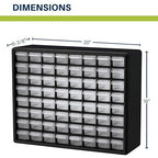 Akro-Mils 64-Drawer Plastic Drawer Storage Cabinet for Garage Organization, Bead Organizer, Building Bricks Storage, Teacher Toolbox, Makeup Organizer, 20-Inch W x 6-Inch D x 16-Inch H, 10164 Yellow