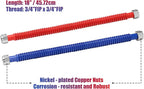 Solimeta 2 Pack Stainless Steel Corrugated Water Heater Connector, 18" Red and Blue for Water Heater