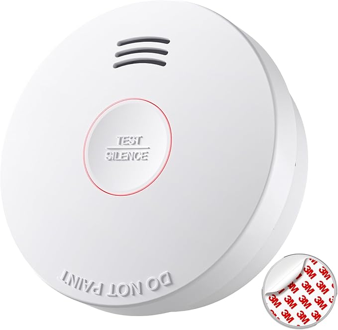 Smoke Detector 10 Year Battery, Smoke Fire Alarm with Photoelectric Sensor, Easy to Install with Magnetic Mount, Smoke Detectors with Silence Button & LED Lights for Home, 1 Pack