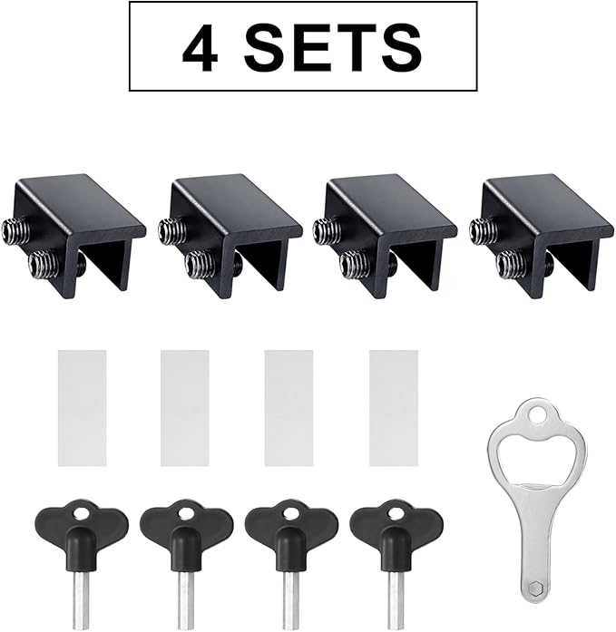 ZRFCXE Window Locks,4 Pack Sliding Window Locks with Key for Vertical & Horizontal Sliding Windows Doors,Easv to Install,Adjustable Security Window Lock for Patio Bedroom Home and Office (Black)