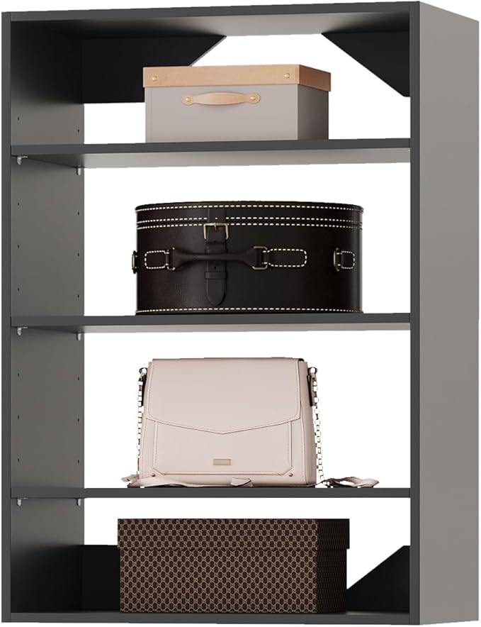 ROOMTEC 31.5" Shelf Short Tower Closet Unit, Modular Closet System with Shelf, Wardrobe Organizer for Bedroom or Walk-in Closet, Wall Mounted, Customizable Clothes Storage Unit, Black