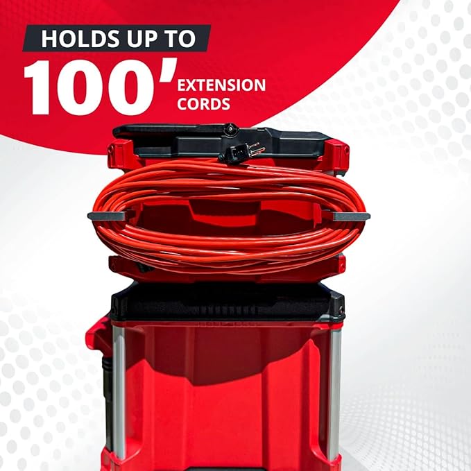 Packout Extension Cord Holder for Alpha Rail System Compatible with Milwaukee Packout Tool Box - Fits Packout Organizers - Perfect Packout Accessories Upgrade & Packout Mods Solution - Silver