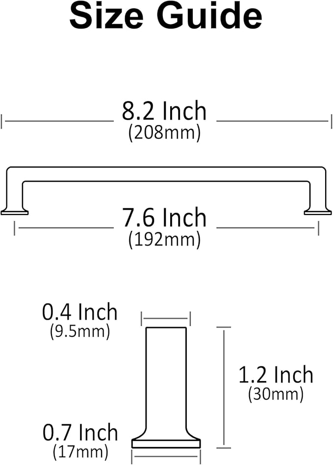 Alzassbg 10 Pack Matt Black Cabinet Pulls, 7-1/2 Inch(192mm) Hole Centers Cabinet Handles Square Kitchen Hardware for Cabinets AL3046MB