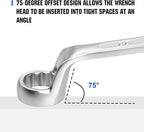 Metric Wrench Set 9 PC 6-24mm Wrench Sets 75-Degree Double Offset Box End Spanner Wrench Set CR-V Steel with Rolling Pouch