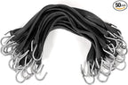 US Cargo Control 21 Inch Rubber Bungee Cords with S-Hooks (50 Pack), 32 Inch Stretch, Rubber Tarp Straps with Hooks for Flatbed Tarps, Trailers, Tarp Covers, Motorcycles, Cargo, Canopies, and More