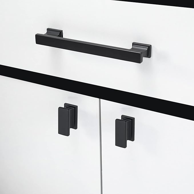 COTYKILEY 10 Pack 5 Inch(128mm) Matte Black Cabinet Handles Black Kitchen Cabinet Pulls Cabinet Door Handles Kitchen Cabinet Hardware Cupboard Drawer Pulls Dresser Handles