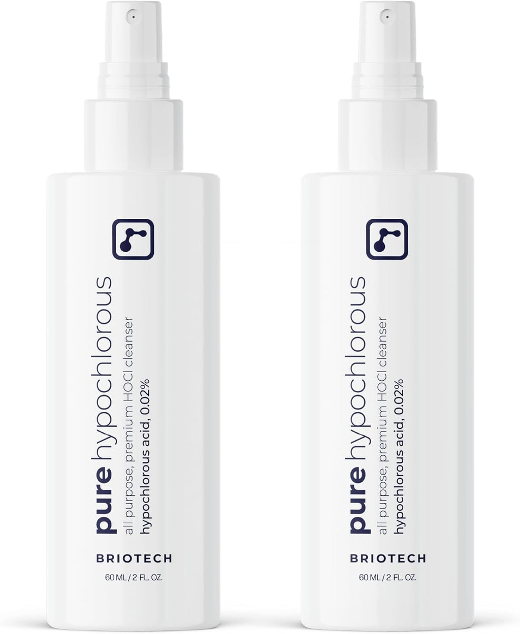 BRIOTECH Pure Hypochlorous Acid Spray and Cleanser, Original Premium HOCl Topical Solution, Multi-Purpose Cleaner, Family Approved & Pet Friendly, 2 fl oz Travel Size (2 Pack)