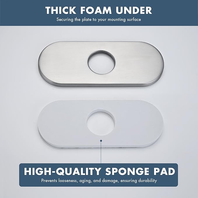 6 Inch Faucet Deck Plate for Bathroom Sink - Universal Fit for 1 Hole or 3 Hole 4 Inch Centerset Basins - Escutcheon Faucet Plate - Stainless Steel Faucet Hole Cover(Brushed Nickel)