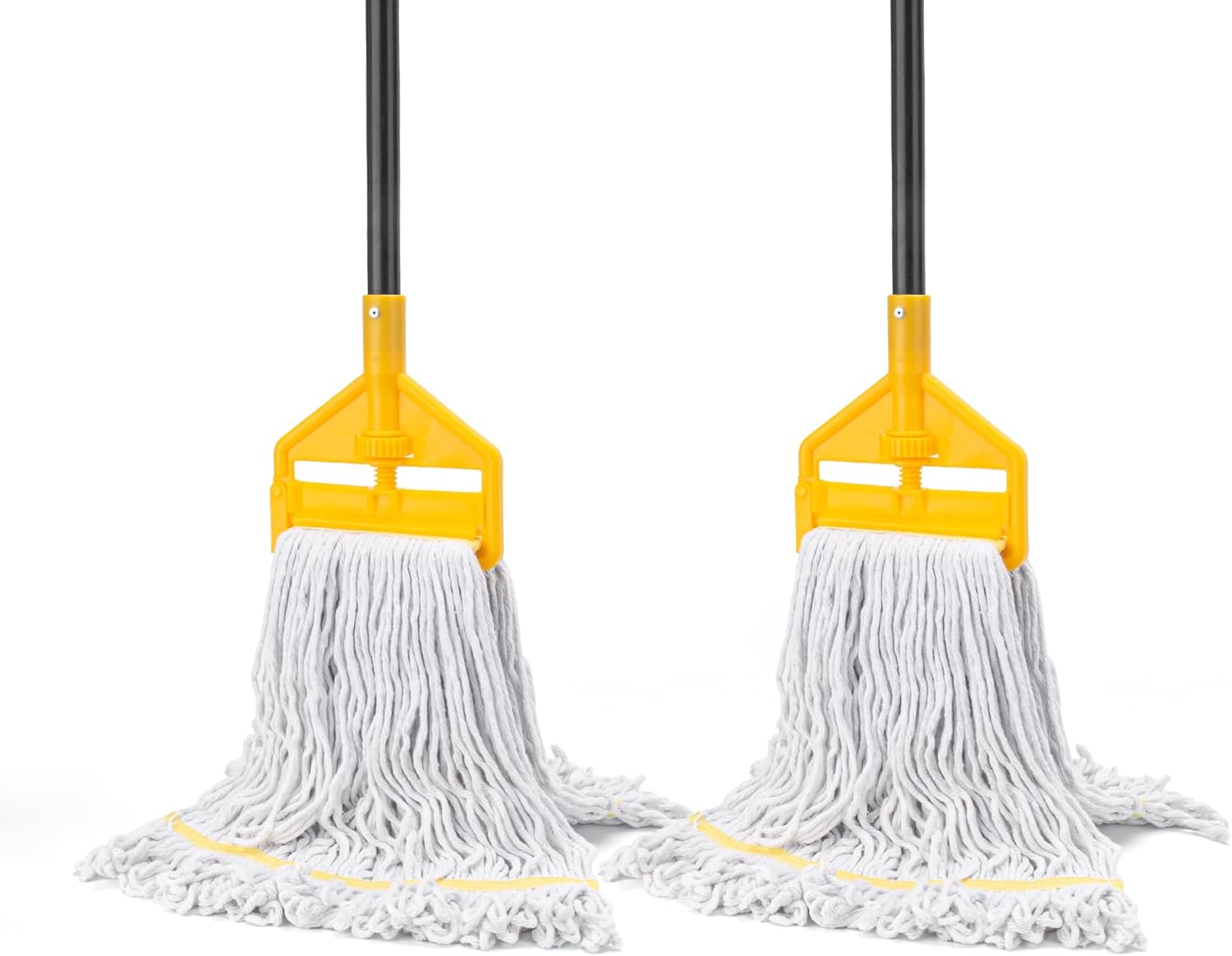KeFanta 2 Pack Commercial Mop Heavy Duty Industrial Mops,60 inch Long Handle with Looped-End String Cotton Wet Mop Head Replacement for House,Kitchen,Laminate,Tile,Vinyl,Hardwood Floor Cleaning