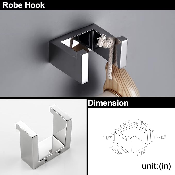 BAGNOLUX Bathroom Hardware Set, Bath Towel Holder Set SUS304 Stainless Steel, Towel Rack for Wall Mounted, Chrome Bathroom Accessories Set Fixture Heavy Duty, Polished Chrome