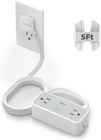 5FT Flat Extension Cord, TESSAN Surge Protector Power Strip with 4 Widely Spaced AC Outlets, 900 Joules Surge Protection, Ultra-Thin Flat Plug Desk Charging Station for Home Office Dorm Essentials