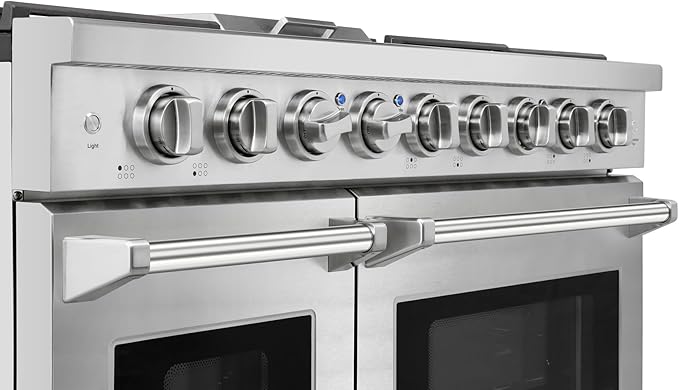 48 inch Pro-Style Natural Gas Range or Liquid Propane Gas Range with 6 Burners & 1 Griddle Cooktop, Double 4.6 cu. ft. and 2.2 cu. ft. Oven, in Stainless Steel - KOS-48RG03M (Stainless Steel)