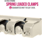 Berry Ave Broom Holder & Wall Mount Garden Tool Organizer- Kitchen, Closet, Garage & Laundry Room Storage With 5 Slots And 6 Hooks- Wall Holder For Broom, Rake & Mop Handles Up To 1.25” [Beige 2-Pack]