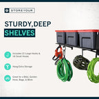 StoreYourBoard 2-Pack Heavy Duty Wall Shelves 1ft x 4ft – Wall-Mounted Garage Storage Shelving and Organization for Sheds, Closets, or Utility Rooms – Holds 200 lbs - Black