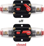 100A Auto Car Protection Stereo Switch Fuse Holders Inline Circuit Breaker Reset Fuse Inverter for Car Audio System Protection 12V-24V DC