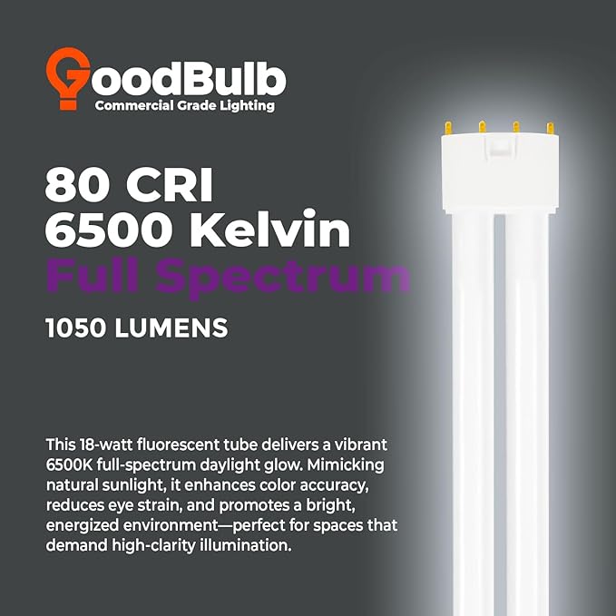 GoodBulb PLL18/865 | 18W 8.9" Twin Tube Compact Fluorescent Light Bulb | 4-pin 2G11 Base 6500K Full Spectrum 1050 Lumen | 36000 Hour Long Life Biax | Pack of 10