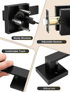 3 Pack Square Black Door Handles Interior, No Lock Passage Door Lever for Left or Right Handing, Heavy Duty Matte Black Closet Door Handle Sets