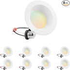 TORCHSTAR 8-Pack 5CCT 4 Inch LED Recessed Lighting Retrofit Downlight, Aluminum Anti-Glare Deep Baffle Trim, 800LM 10W=100W, CRI90 Dimmable Remodel Can Lights, JA8 ETL, 2700K3000K3500K4000K5000K