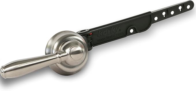 Korky Strong Arm Metal Toilet Handle and Lever - Universal to Fit Front, Angled, Side, Left, and Right Mount Toilets - Brushed Nickel, Faucet Style, 6071BP