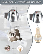 Commercial Faucet Handle Replacement Kit Outdoor Faucet Handles 0.43 Round Stem Hole Faucet Handle Sillcock Valve Stems for Industrial, Restaurant, Kitchen Faucet (Red)
