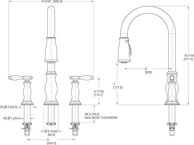 Pfister Hanover Kitchen Faucet with Pull Down Sprayer and Soap Dispenser, 2-Handle, 4-Hole, High Arc, Tuscan Bronze Finish, F5314HNY