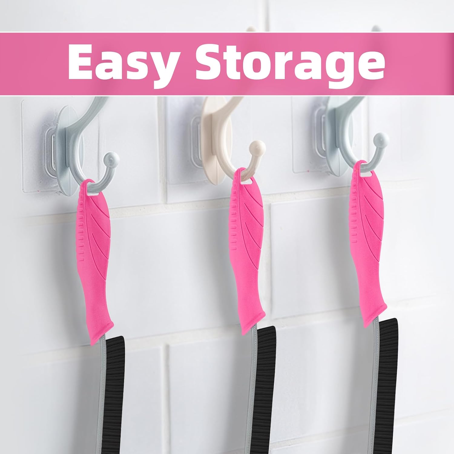 Hard Bristle Crevice Cleaning Brush - Cleaning Supplies - Grout Cleaning Brushes for Household Use - Crevice Cleaning Tool for Bathroom, Home and Kitchen (3, Rose)