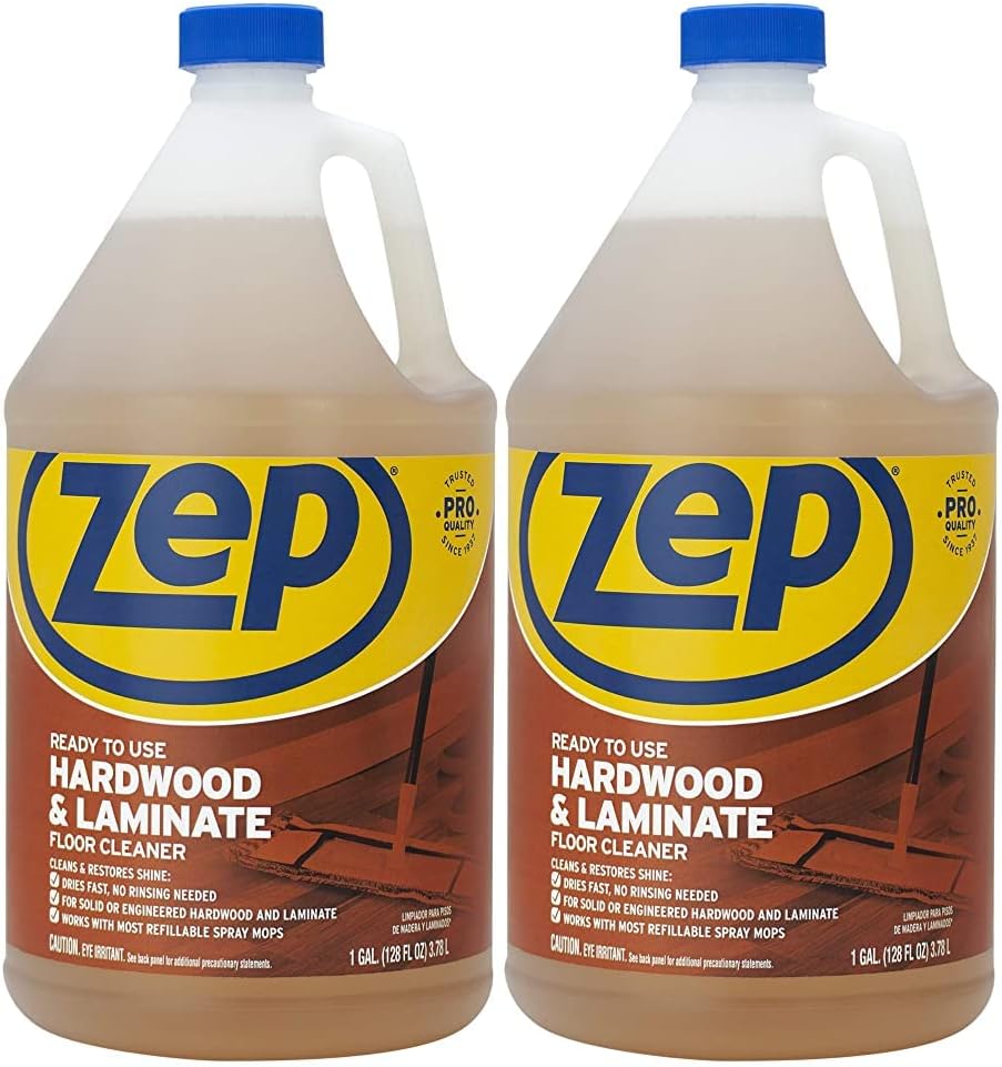 Zep Hardwood and Laminate Floor Cleaner - 1 Gallon (Pack of 2) ECZUHLF1282 - Cleans Spots, Stains, and Scuffs. Restores Shine on Hardwood, Laminate, Cabinet Doors, Crown Molding, and More
