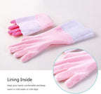 Household Gloves Latex-Free, 15" Long Cuff, Soft Lining, Adjustable Strap, Multi-Layer Protection, Flexible, Comfortable, Chemical-Resistant, Reusable for Cleaning, Dishwashing, 4 Pair Small