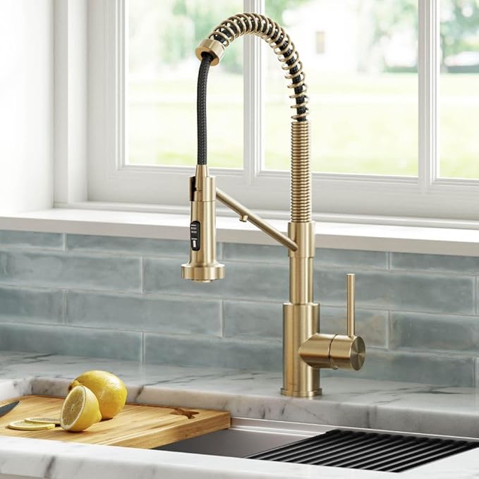 KRAUS Bolden 2-in-1 Commercial Style Pull Down Single Handle Water Filter Kitchen Faucet for Reverse Osmosis or Water Filtration System in Spot-Free Antique Champagne Bronze, KFF-1610SFACB