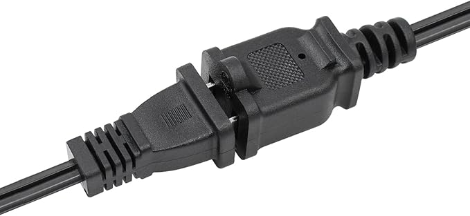 2 Prong Extension Cord 1FT,2Pack Short and Thin Cord Extension,Indoor Male/Female Power Cable, UL Listed Perfect for Home, Office or Christmas Lights,Black