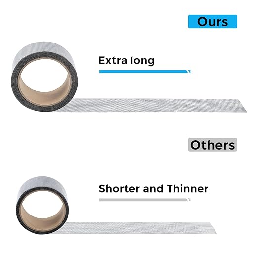 Grey Window Screen Repair Tape, 4IN X 25FT (300IN) Screen Repair Kit for Windows or Doors, Strong Adhesive Patch Kit Fiberglass Mesh Tape