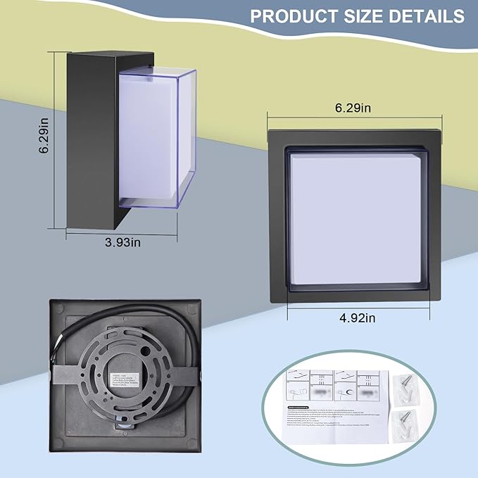 LED Porch Lights 12W 6500K Outdoor Wall Lighting Double-Layer Cover Aluminum Exterior Light Fixture IP65 Waterproof for Patio Stairway Garage Bedroom