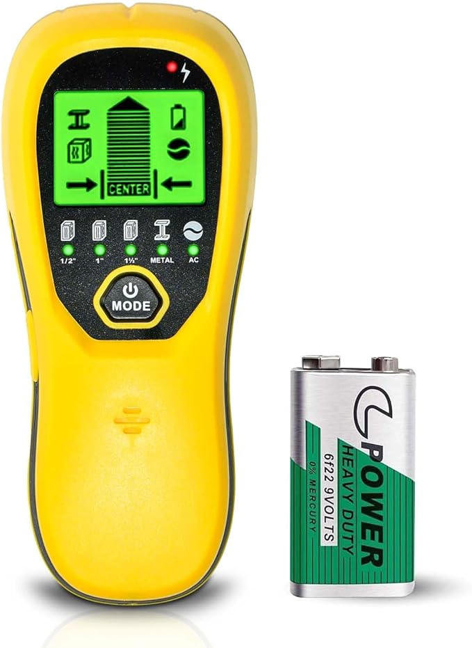 5-in-1 Smart Wall Scanner with HD LCD, Detects Wood/Metal Studs, Pipes, AC Wires with Center & Edge Detection