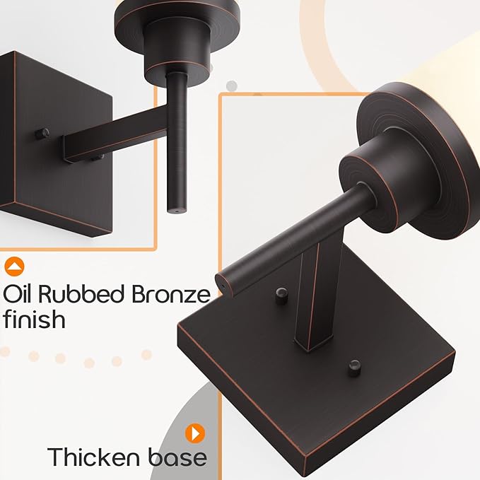 Wall Lights Over Mirror Bathroom Vanity Light Fixtures with White Frosted Glass, Wall Sconce for Porch Hallway Entrance, Oil Rubbed Bronze T001ORB-L1