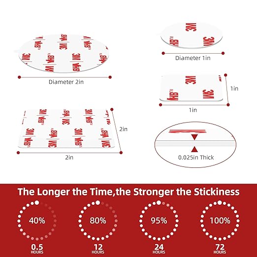 3M Double Sided Adhesive Pads Heavy Duty VHB 2" x 2" 0.025in Thick 40 PCS Square White 4930 Strong Adhesive Mounting Waterproof Foam Tape for Car Home Office Decor