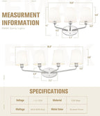 Emak 29 Inch Brushed Nickel Vanity Light, 4-Light Bathroom Light Fixtures with Flared White Fabric Shade, Modern Vanity Lights for Bathroom, Mirror, VL132-BN-WF-4