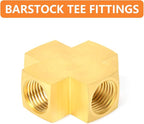 GASHER 1PCS Brass Pipe Fitting, Barstock 4 Way Cros, 1/4" x 1/4" x 1/4" x 1/4" NPT Female Pipe
