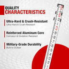 9-Foot Aluminum Grade Rod - 10ths Double-Sided Scale, 3-Section Telescopic Leveling Rod with Bubble Level & Carrying Case for Surveying, Laser Alignment, Walls, Floors