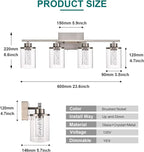 4-Light Modern Bathroom Light Fixtures Over Mirror,Brushed Nickel Led Vanity Lighting Fixtures with 5CCT Dimmable LEDs,Clear Glass Shades &Wall Sconces Lighting Design for Bedroom,Livingroom