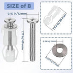 2 Set Toilet Seat Screws, Stainless Steel Toilet Seat Bolts with Expanding Rubber & Plastic Nuts - Universal Toilet Hardware Replacement Kit for Most Top-Mount Toilet Seats' Top-Mount Hinges
