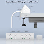 45W Fast Charging Station,Desk Clamp Power Strip,4 PD USB-C Ports,5 AC Outlets,Surge Protector Power Strip, 14AWG Heavy Duty Cord, Fits 1.9" Tabletop Edge (White, 20 FT Cable)