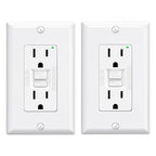 ELEGRP GFCI Outlet 15 Amp, Self-Test GFI Electrical Outlet with Narrow Design, GFCI Receptacle with LED Indicator, UL Listed, White, Wall Plate Included, 2 Pack