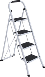 4-Step Ladders Folding Step Stool with Anti Slip Pedal and Handgrip Portable Sturdy Ladder for Home & Office 330 Lbs White