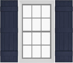 Board & Batten Vinyl Shutters (1 Pair) | 14.5"x55" (4-Board) - Navy Night Sky | Exterior Window Shutters | Includes Mounting Hardware | Simple Installation | Made in USA