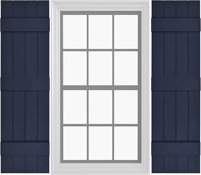 Board & Batten Vinyl Shutters (1 Pair) | 14.5"x63" (4-Board) - Navy Night Sky | Exterior Window Shutters | Includes Mounting Hardware | Simple Installation | Made in USA