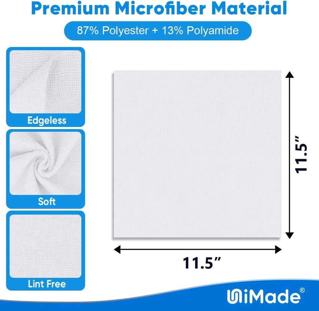 Shop Towel Rags, 10 Pack Reusable Shop Rags Bulk Microfiber Cleaning Cloth Lint Free Cleaning Towels for Car Kitchen Automotive Bar Mechanic Restaurant Garage, 11.5"x 11.5", White