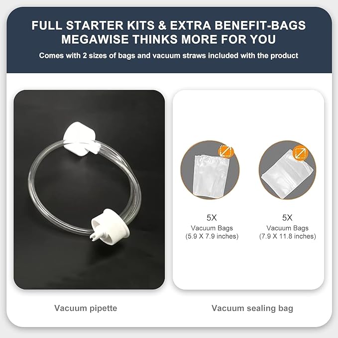 MegaWise Powerful and Compact Vacuum Sealer Machine One-Touch Automatic Food Sealer