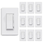 ELEGRP Dimmer Light Switch for 300W Dimmable LED/CFL Lights and 600W INC/HAL Bulbs, Slide Dimmer Light Switch, Wall Plate Included, UL Listed, 10 Pack, White