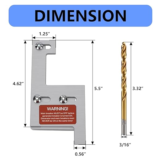 Generator Interlock Kit Compatible with GE General Electeric Vertical Main 150 and 200 AMP Panels, 2 1/4 Inch Spacing Between Main and Branch Breaker, Professional Interlock Kit(GE-200HDA)
